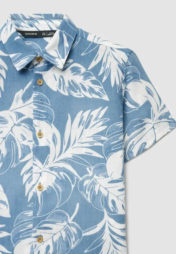 Рубашка с принтом Jungle Camicia maniche corte con stampa foglie Terranova, Blu Jeans, синий — фото 3