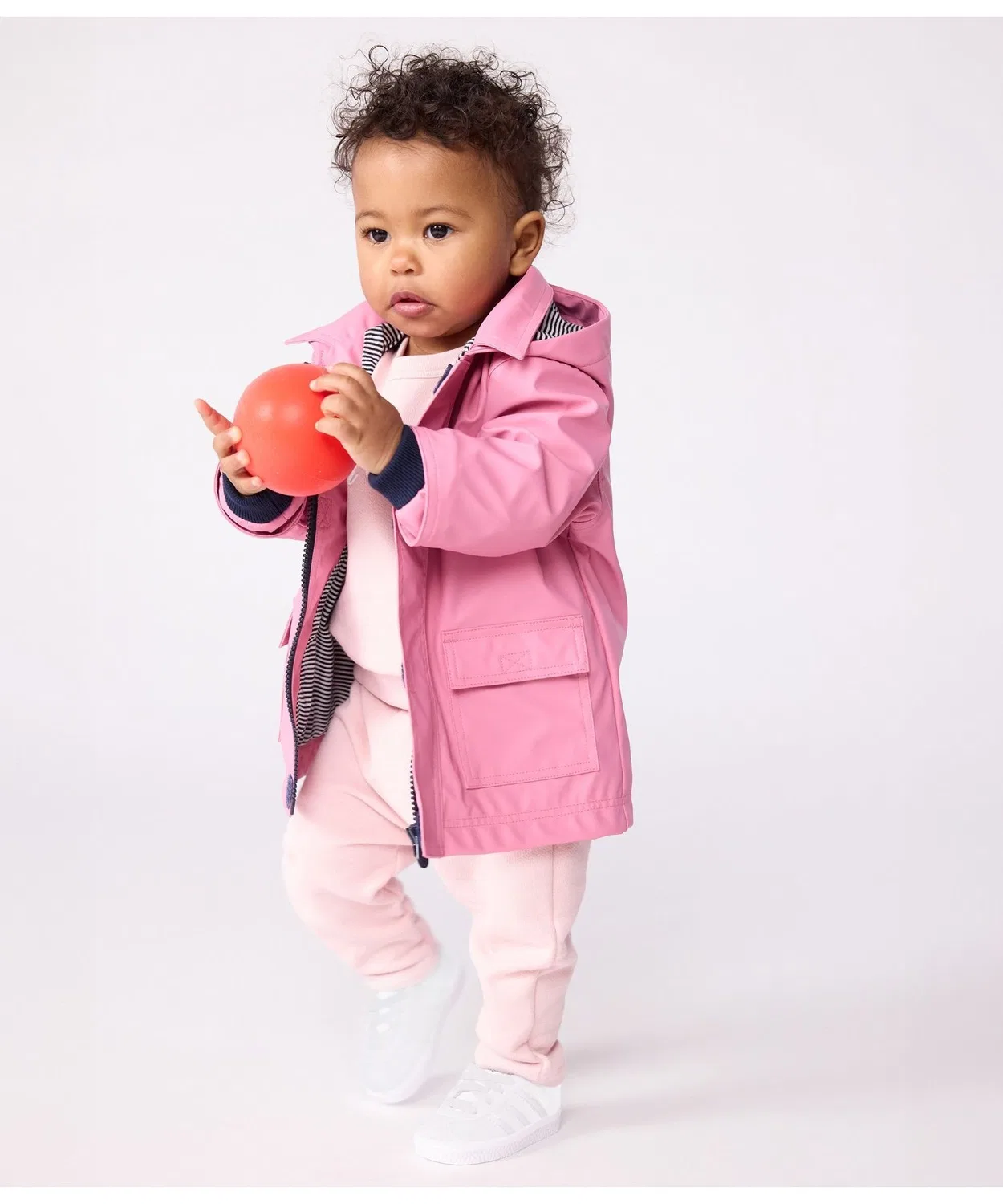 Детская куртка-парка с капюшоном, средняя длина, Yacht Parka PETIT BATEAU, Розовый