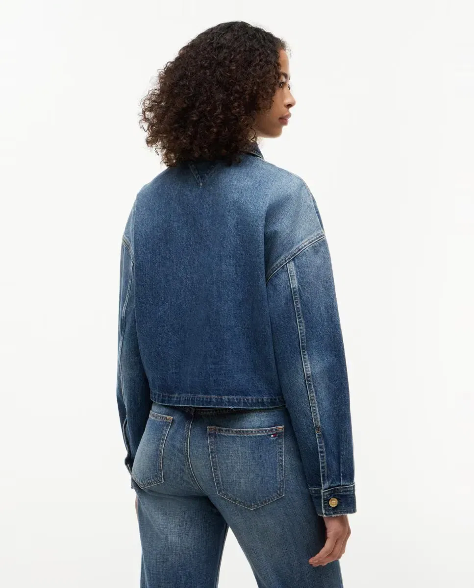 Женская джинсовая куртка с золотистыми деталями Tommy Hilfiger, Azul — фото 4