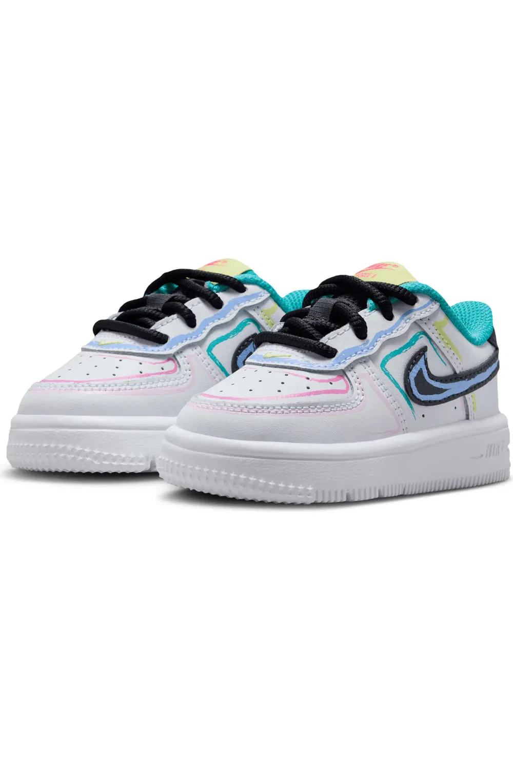Кроссовки детские баскетбольные Force 1 Nike, White/Pink/Dusty Cactus — фото 2