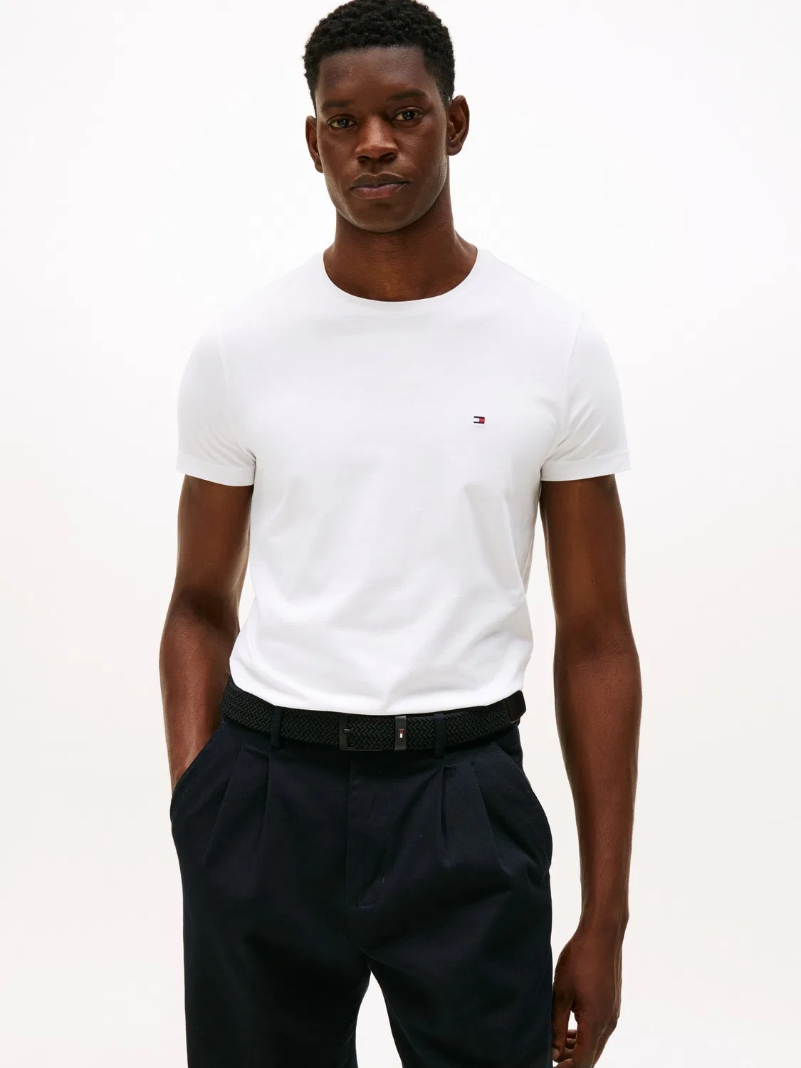 Футболка с логотипом Tommy Hilfiger Slim Fit Core Stretch, белый кремовый
