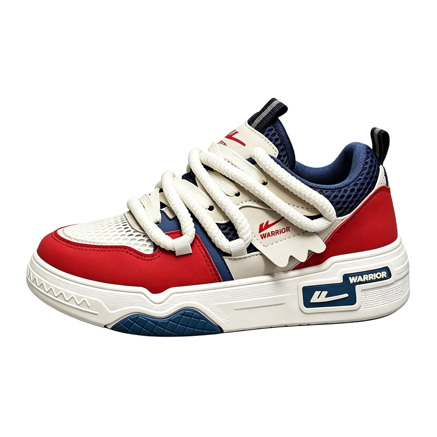Кроссовки для скейтбординга детские, с низким верхом Skateboard Shoes, WARRIOR, Beige Blue Red