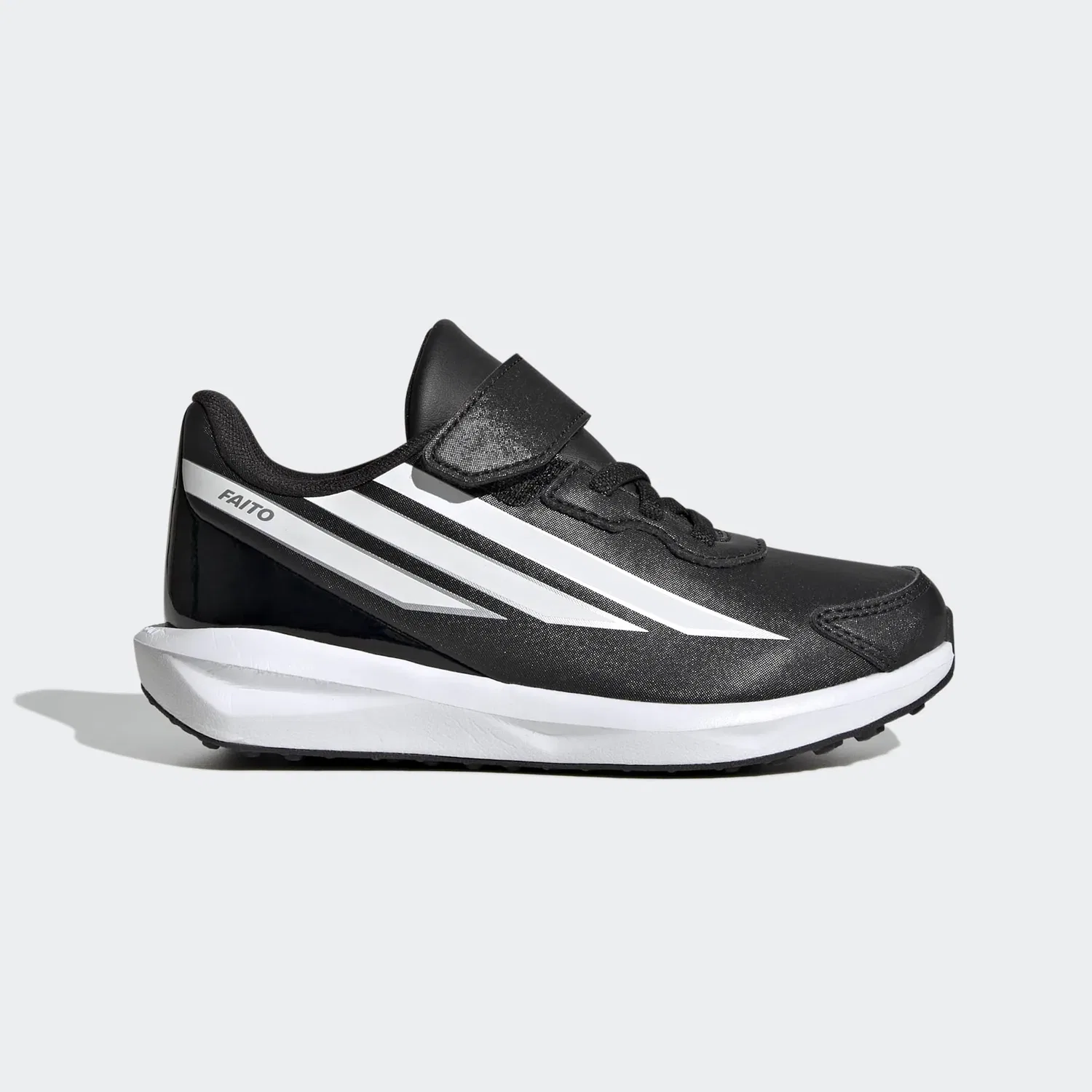 Детские кроссовки с Cloudfoam амортизацией Faito Kids Adidas Sportswear, Core Black/White/Silver Metallic — фото 2