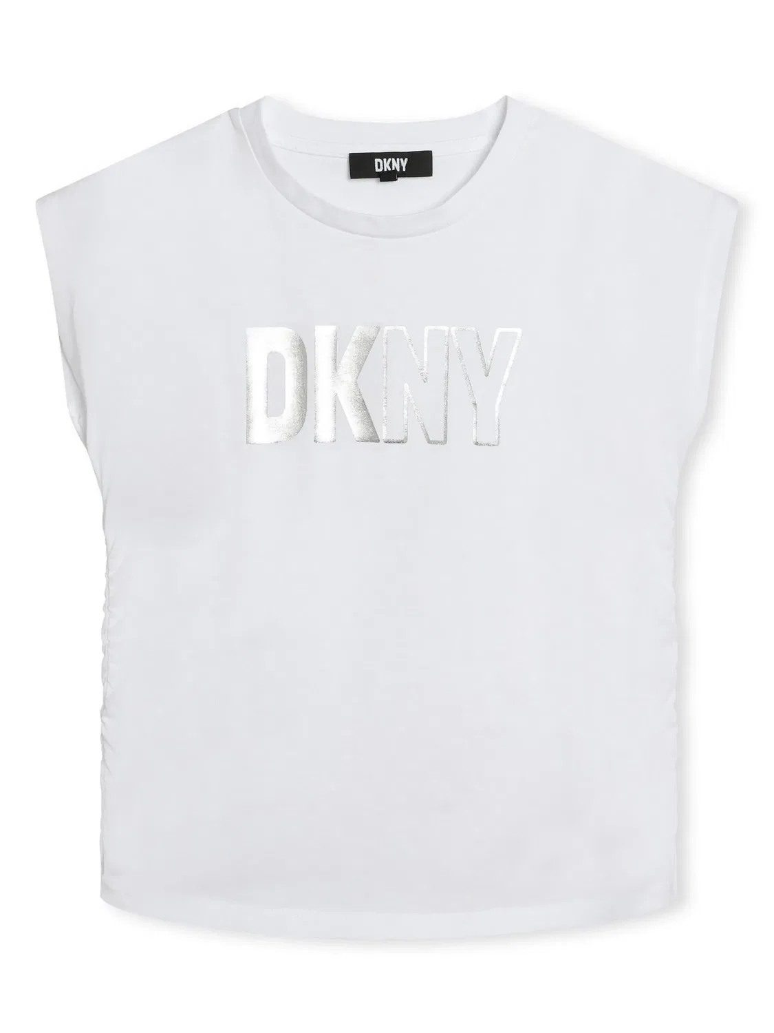Футболка с металлическим логотипом из органического хлопка DKNY, белый