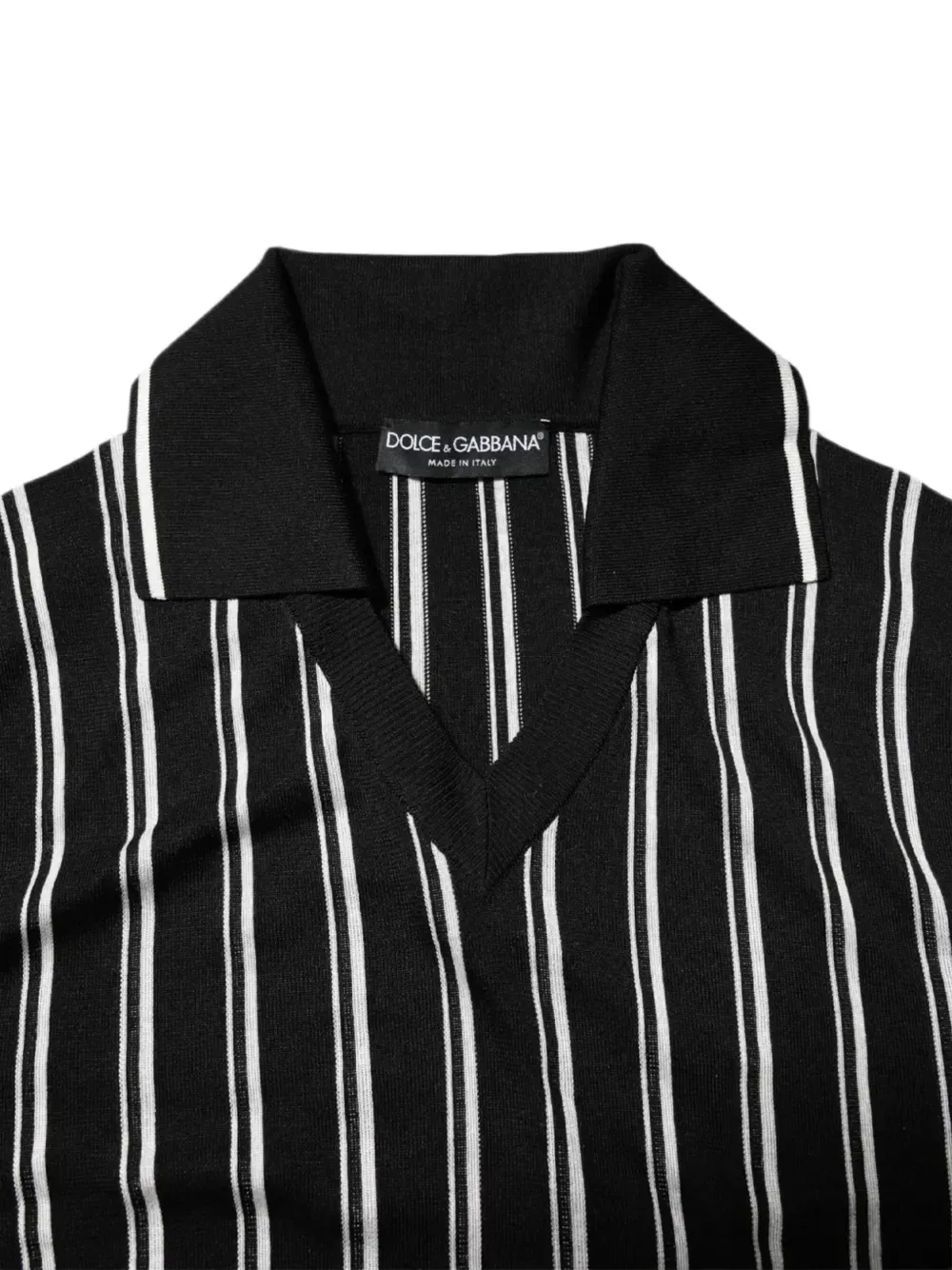 Полосатая футболка с V-образным вырезом DOLCE & GABBANA, черный — фото 4