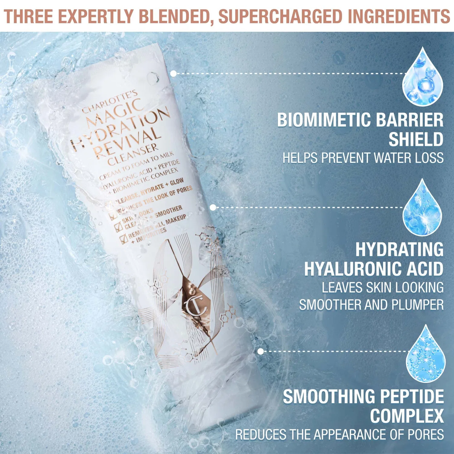 Очищающий крем для лица Charlotte's Magic Hydration Revival Cleanser Charlotte Tilbury, 120 мл — фото 4