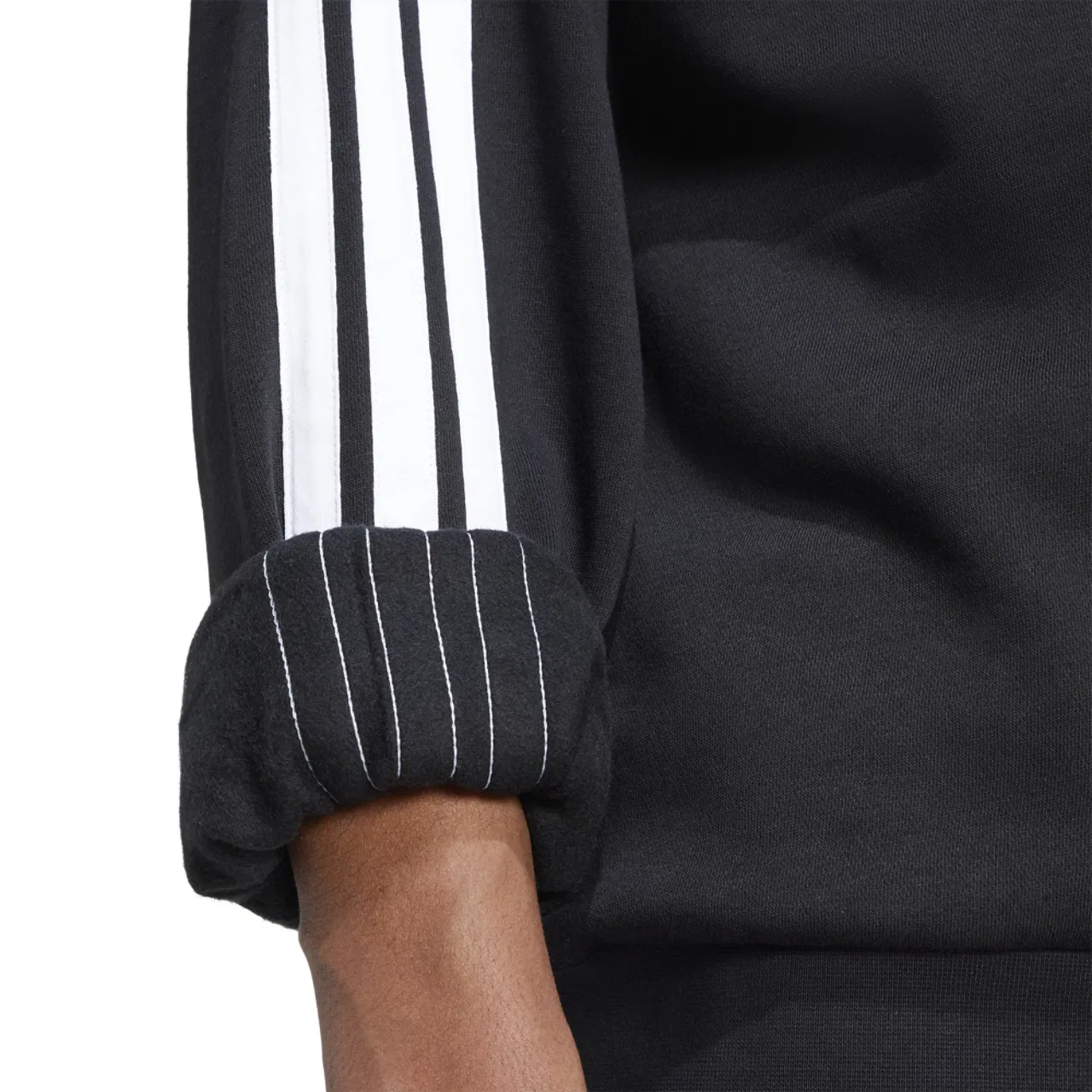 Толстовка мужская Essential Three Stripes Fleece Adidas, черный/белый — фото 4