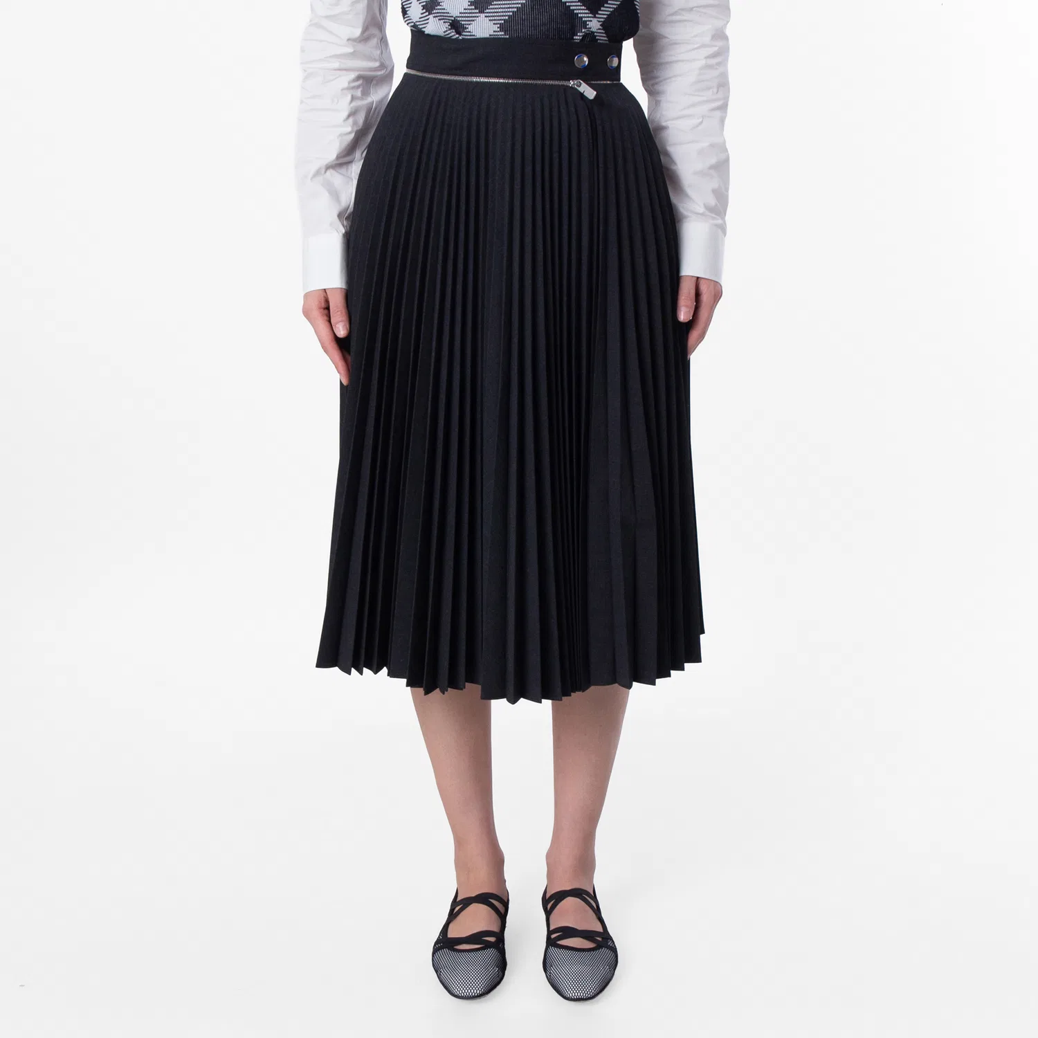 Юбка миди плиссированная из шерстяной смесовой ткани Pleated Wool-Blend Twill Midi Skirt Burberry, Brisk