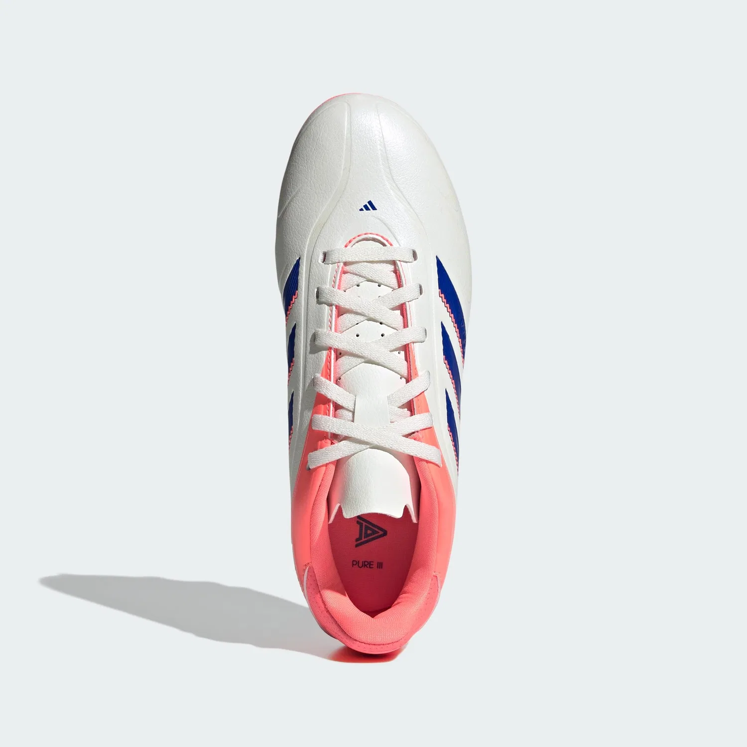 Детские бутсы для мальчиков с синтетическим верхом Adidas Copa Pure 3 Club, Off White Lucid Blue Signal Coral — фото 3