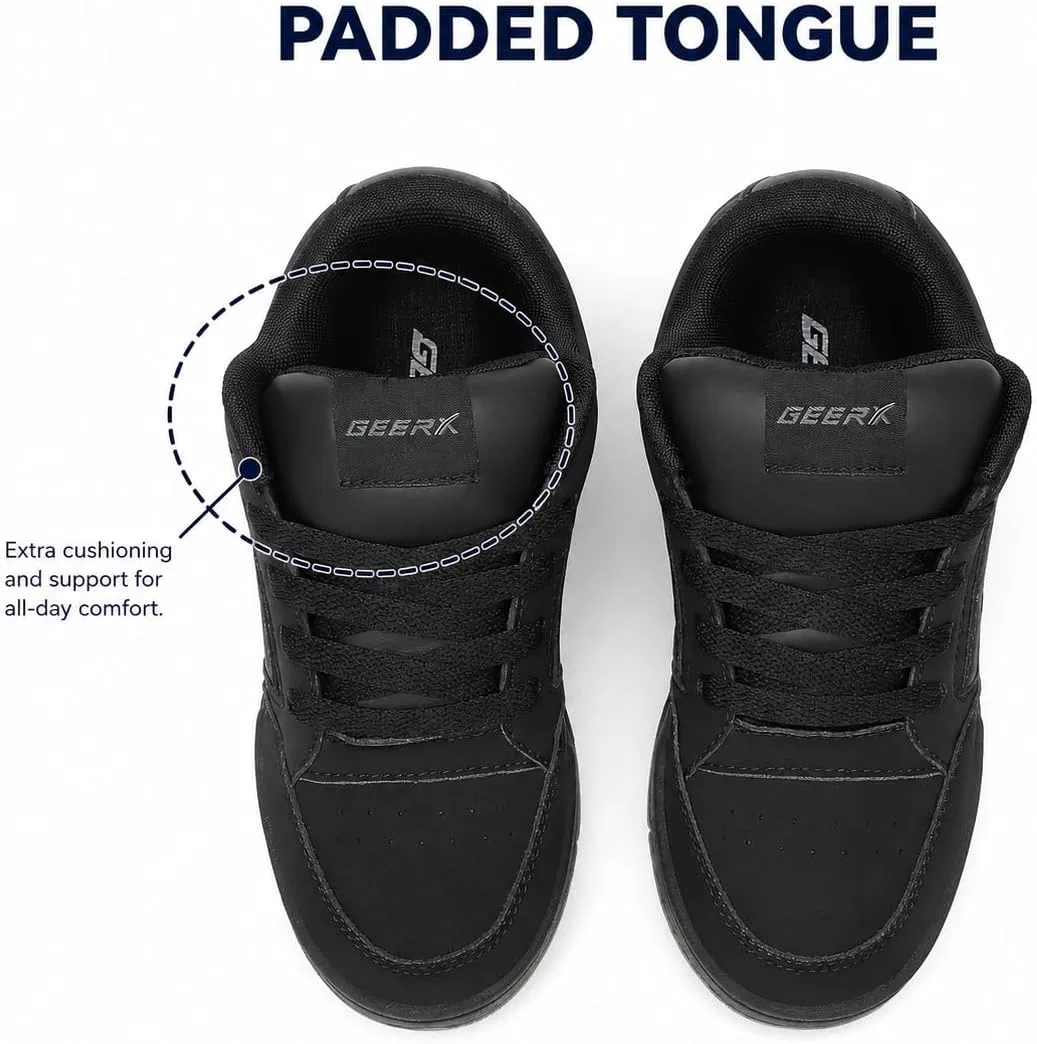 Детские кроссовки для мальчиков на шнуровке GEERX Jay Boys Skate Sneakers, Bk Gum — фото 3