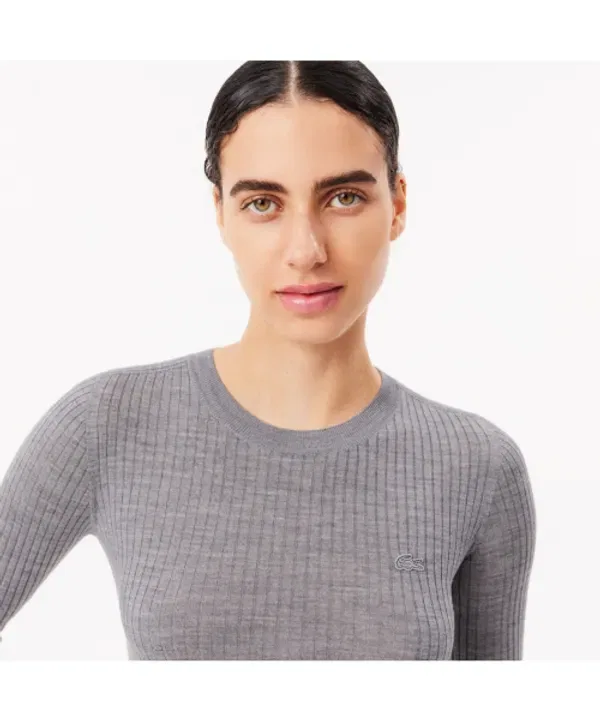Свитер Lacoste af2576-54n женский slim fit с воротником-хомутом, темно-синий — фото 2