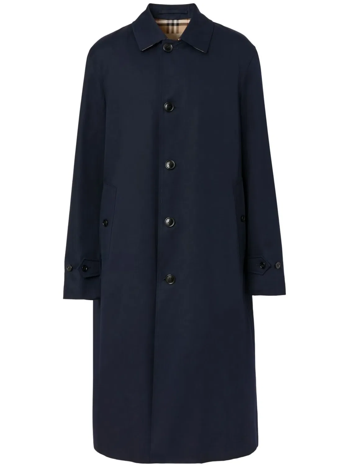 Пальто однобортное с капюшоном, синее Burberry, синий
