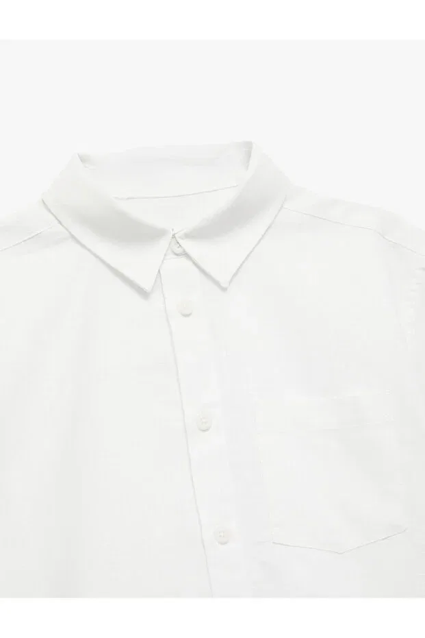 Детская рубашка для мальчиков хлопковая Cotton Classic Collar Short Sleeve Shirt Koton, White — фото 3