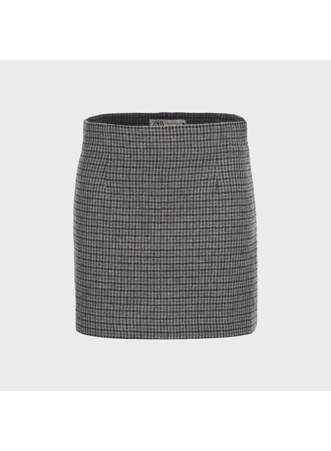 Юбка-миди с принтом в клетку, модель Plaid, Zara, серый — фото 2