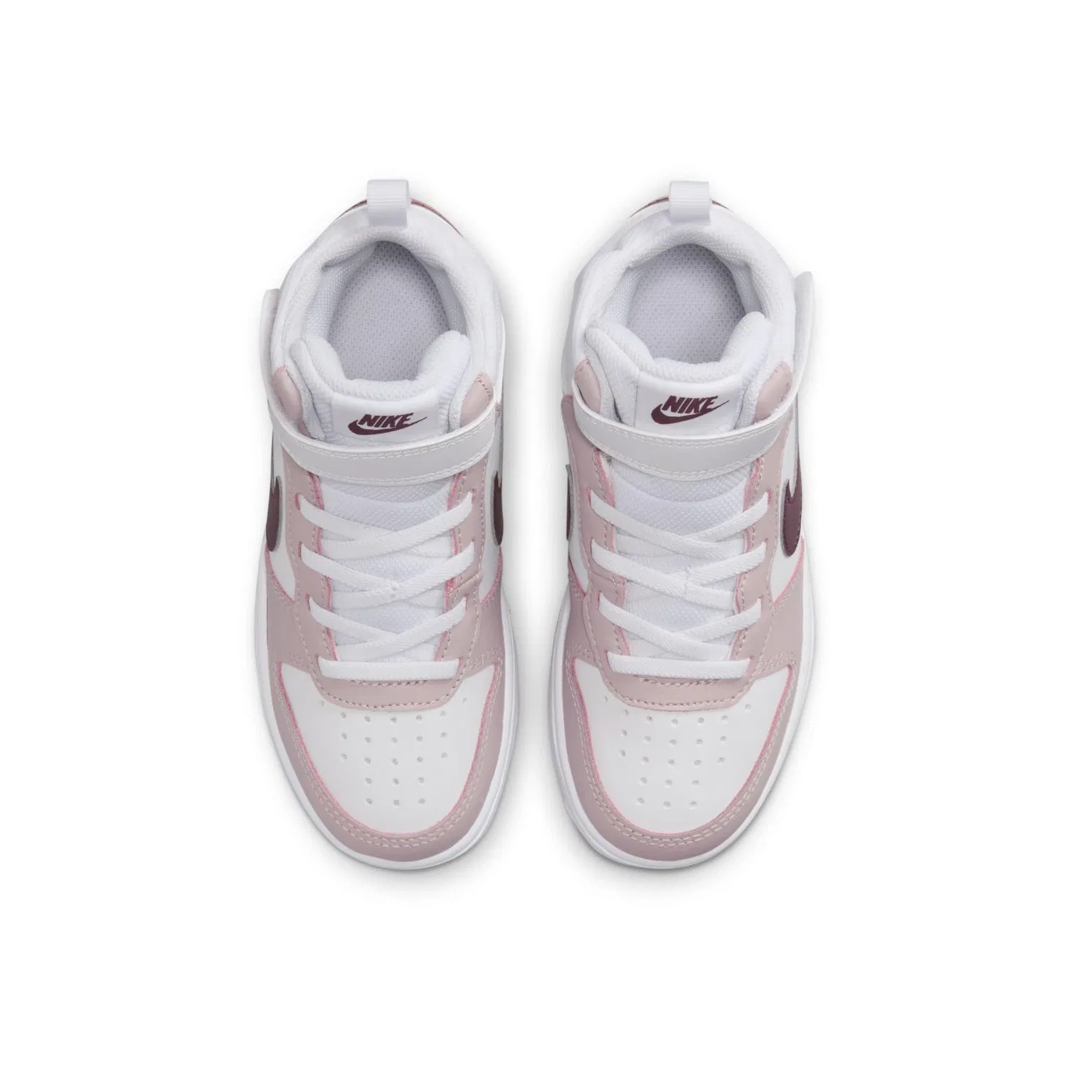 Детские кроссовки для мальчиков с кожаным верхом NIKE, White Bordeaux Crush Platinum Purple — фото 4