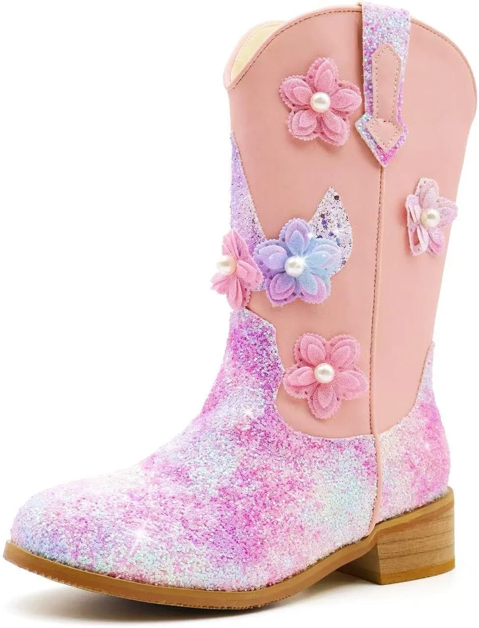 Детские сапоги для девочек с блестками Western Boots Fmiiour, Blush Pink