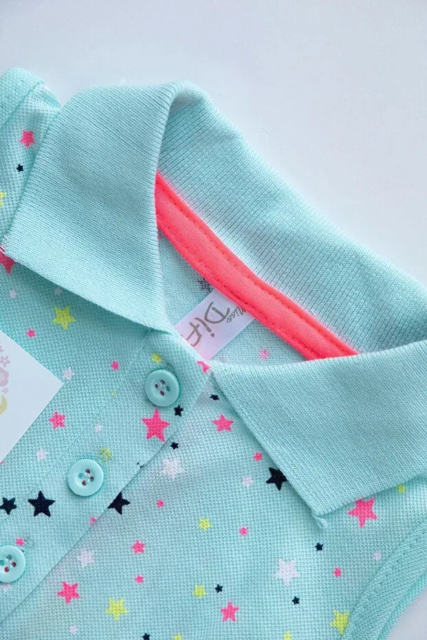 Детское платье для девочек с принтом Star Printed Polo Collar Mika Bebek & Çocuk, Blue — фото 4
