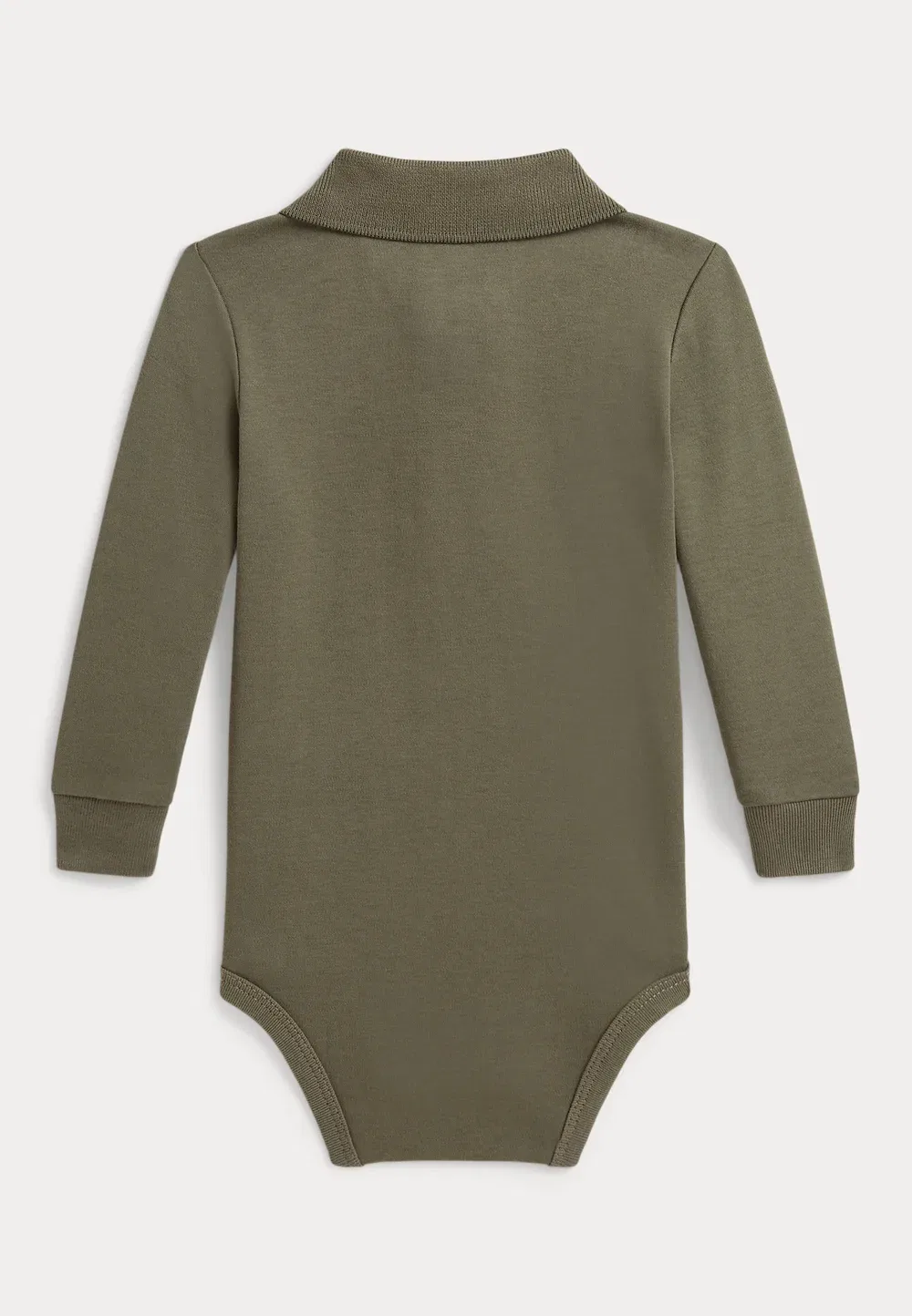 Мягкий хлопковый боди-поло с длинными рукавами, размер 0-2 года Polo Ralph Lauren, Cruise Olive — фото 2