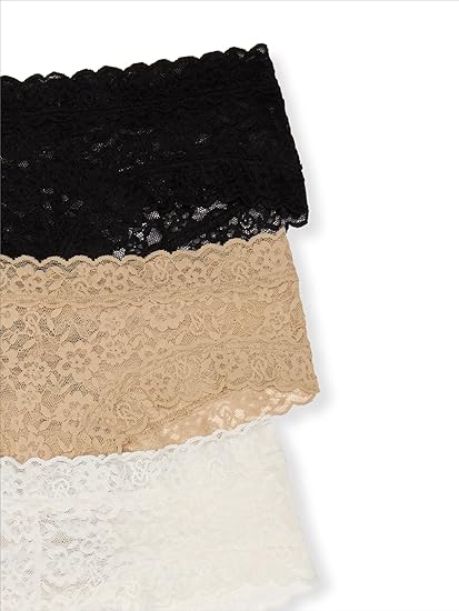 Женские трусики-бикини Victoria's Secret Women's Lace Cheeky Underwear, 4 штуки, бежевый/белый/черный — фото 4