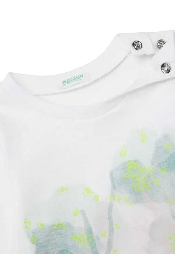 Топ с длинными рукавами и принтом United Colors Of Benetton, белый — фото 3