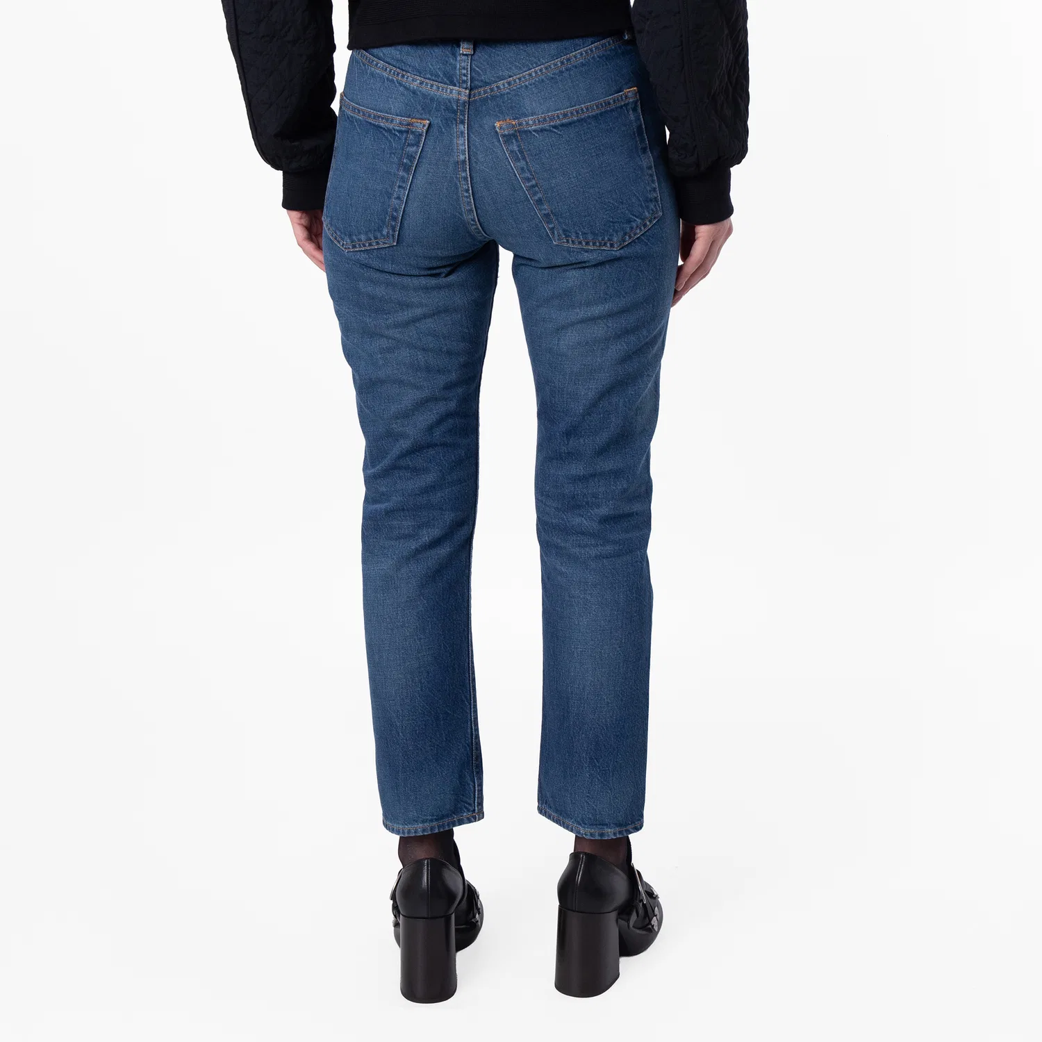 Джинсы с высокой посадкой и укороченной длиной 3X1 Rigid High-Waist Cropped Jeans Polo Ralph Lauren, Palmeto Wash — фото 4