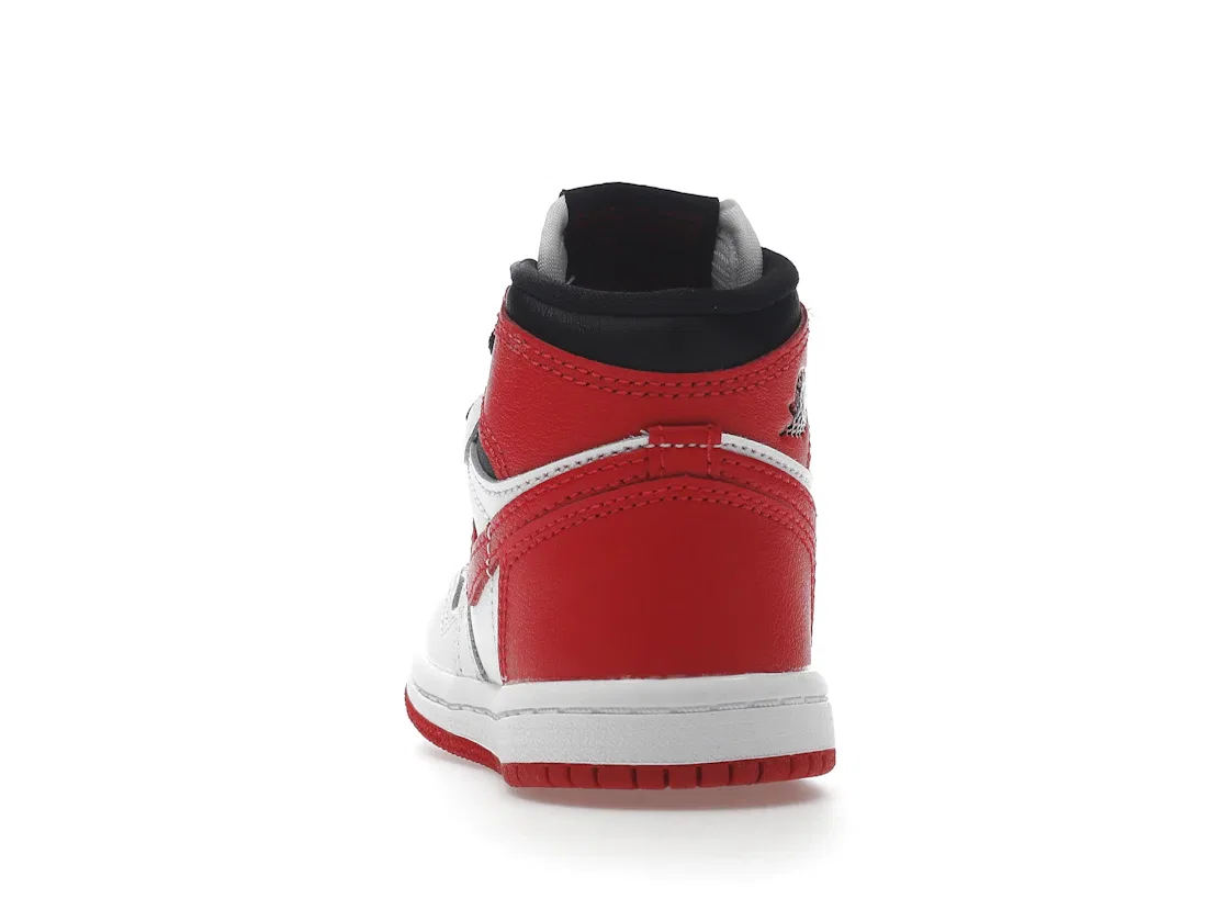 Детские кроссовки кожаные Air Jordan 1 Retro High OG Heritage Jordan, White/University Red/Black — фото 4