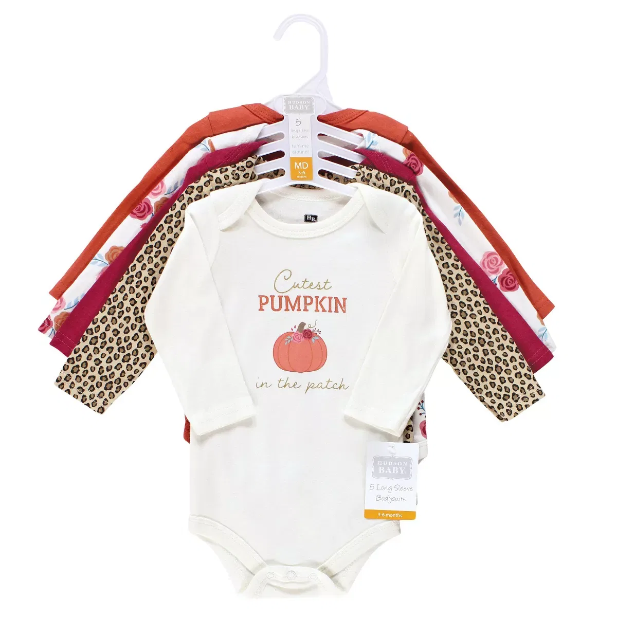 Детский боди-комбинезон для девочек хлопковый набор 5 предметов Cutest Pumpkin Hudson Baby, Cutest Pumpkin — фото 2