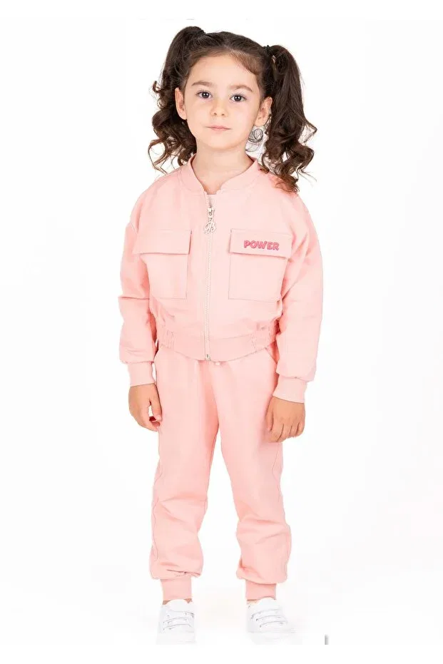 Детский комплект спортивного костюма для девочек с вышивкой Power Best Kids, Powder