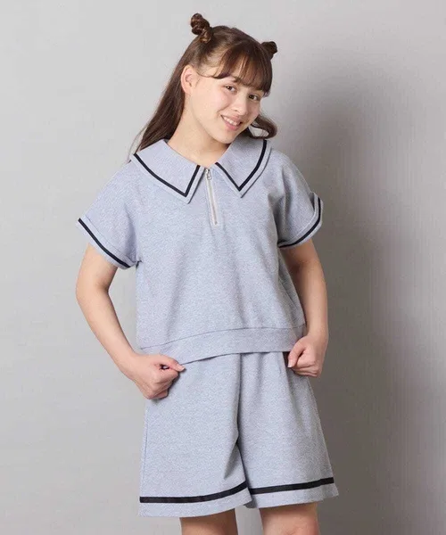 Детский комплект из топа и брюк с матросским воротником, модель Sailor Collar Color Line, a.v.v, Grey