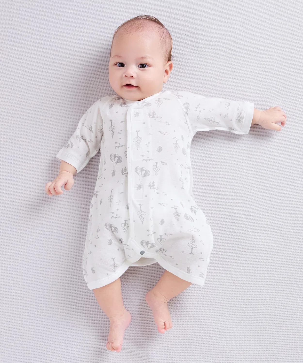 Детский комбинезон-боди с принтом ежика, модель One-Touch, combimini, Off White