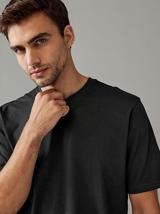 Комплект футболок NEXT Basic Cotton Regular Fit, 6 предметов, черный — фото 4