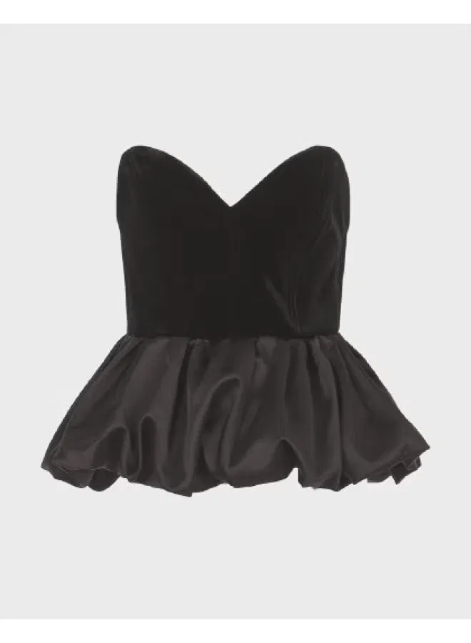 Блуза-корсет с баской из замши Zara, черный