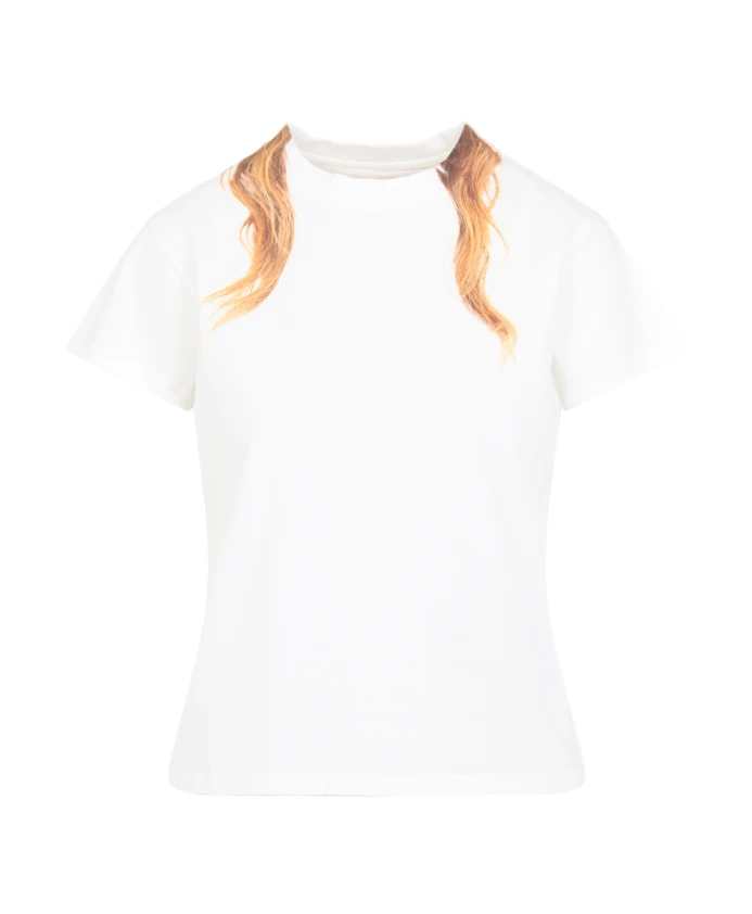 

Хлопковая футболка кремового цвета Mm6 Maison Margiela, белый