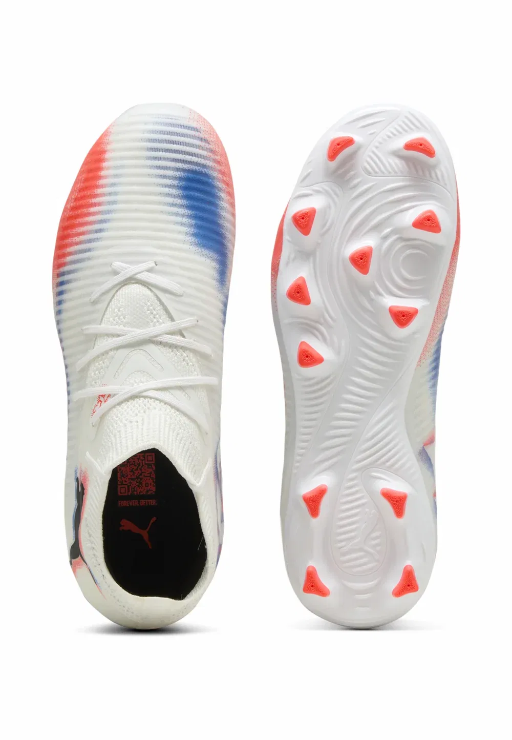 Футбольные бутсы Future 8 Pro унисекс для твердого грунта Puma, White Black Glowing Red — фото 3