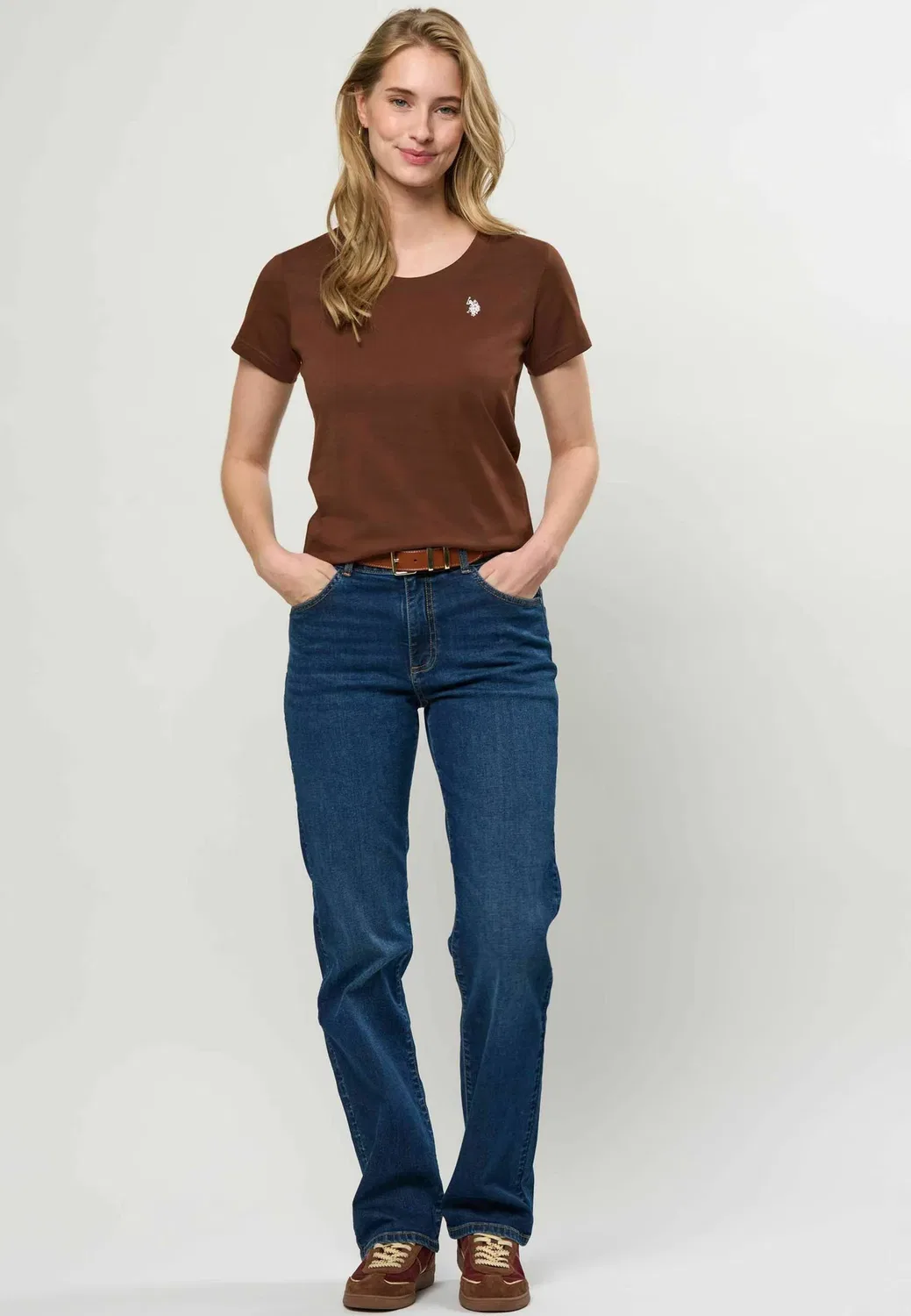 Футболка Uwamy - базовая футболка U.S. Polo Assn., Chestnut — фото 2