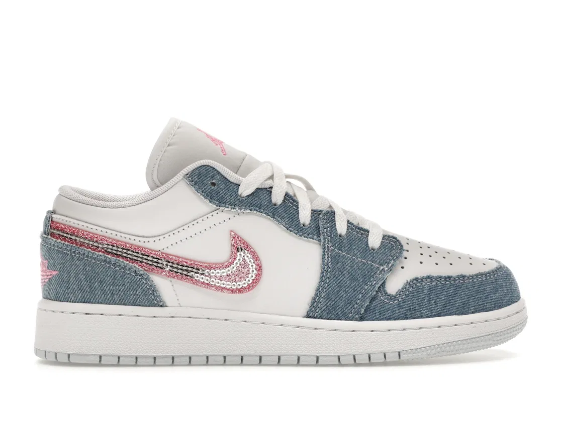 Детские кроссовки Lifestyle с принтом Jordan 1 Low SE Jordan, Cobalt Bliss/White/Pink Glow