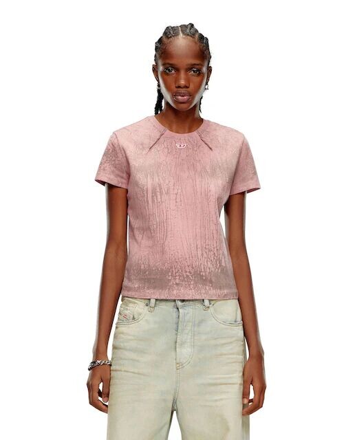 

Женская футболка с короткими рукавами и круглым вырезом Diesel, розовый