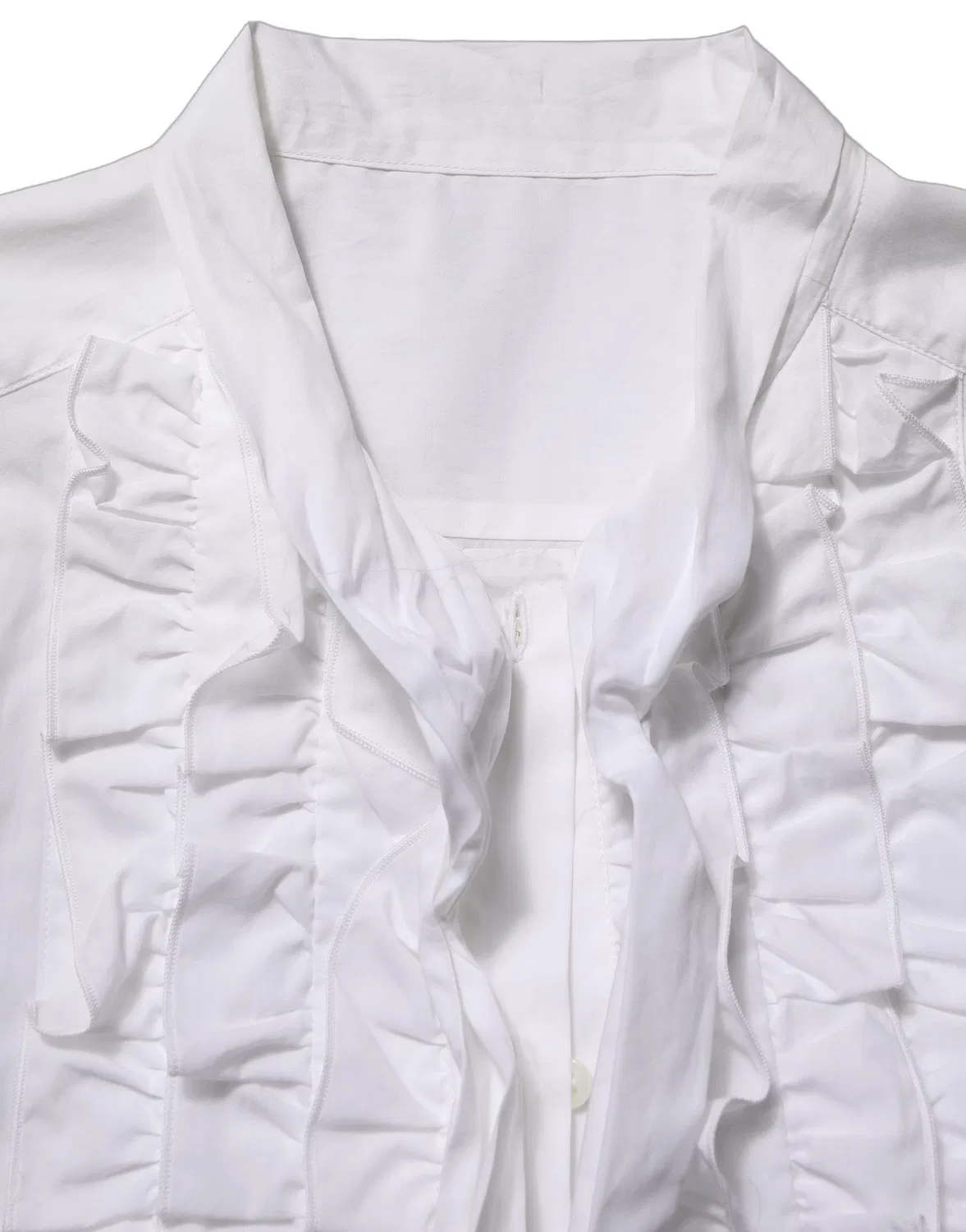 Женская блузка с длинным рукавом и рюшами White Ruffled Bib Long Sleeves Blouse Top Dolce & Gabbana, White