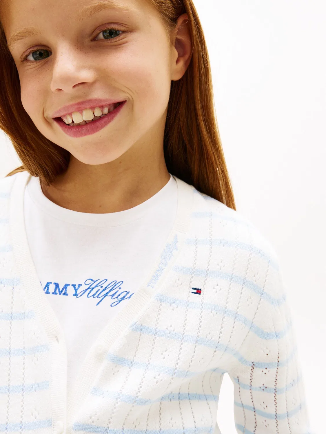 Кардиган с точечным узором и рюшами Tommy Hilfiger, белый/синий — фото 4