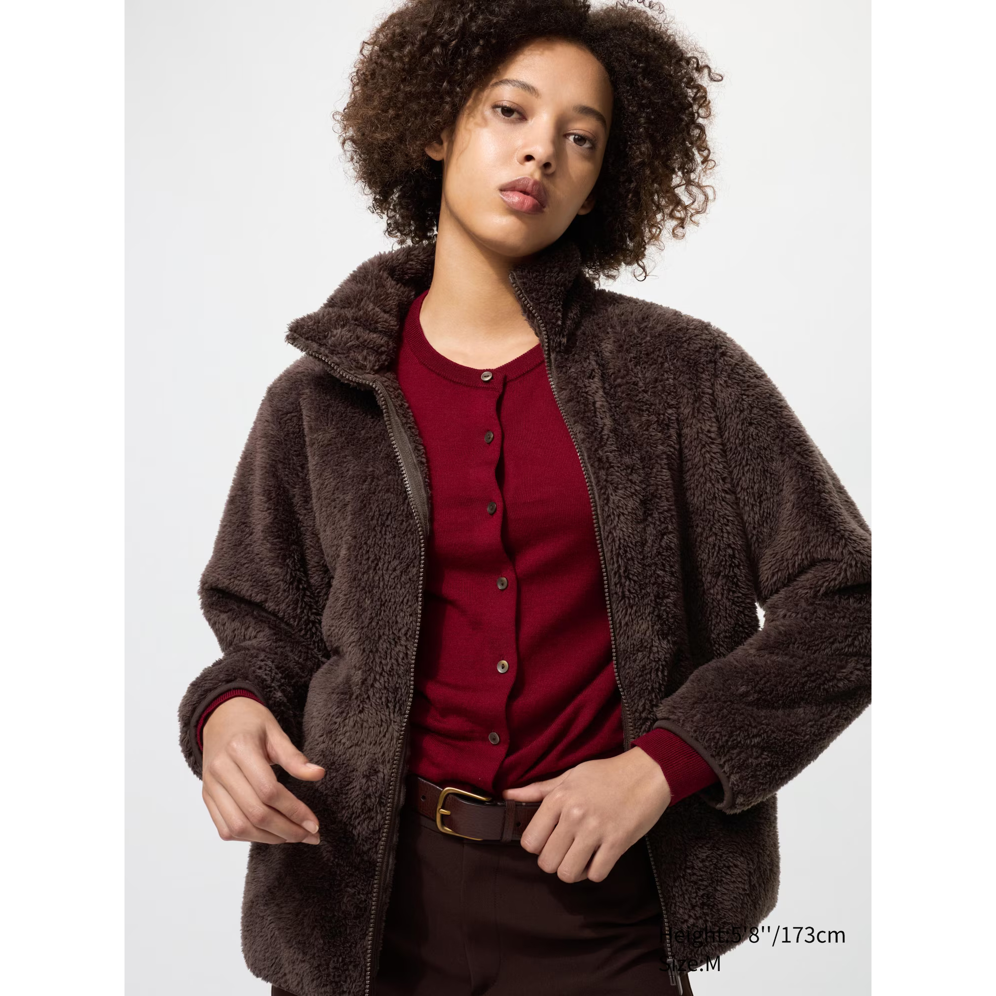 

Пушистая флисовая куртка на молнии Uniqlo, 39 темно-коричневый