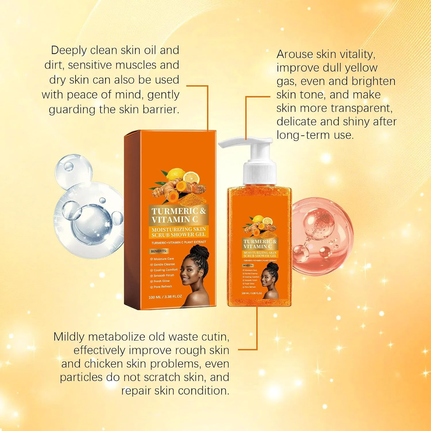 Скраб для тела Turmeric Orange Vitamin C Body Wash, Jioesskp, 100 мл, 3PC — фото 3