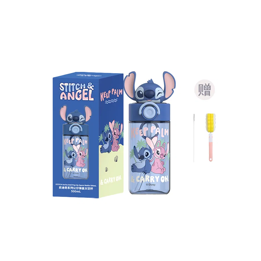 Детская бутылка для воды с крышкой, с принтом, модель Stitch, Disney, 500 мл, Stitch