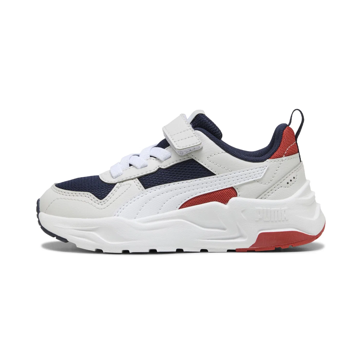 Детские кроссовки с амортизацией PUMA, Navy White Feather Gray Red Fire Blue — фото 3