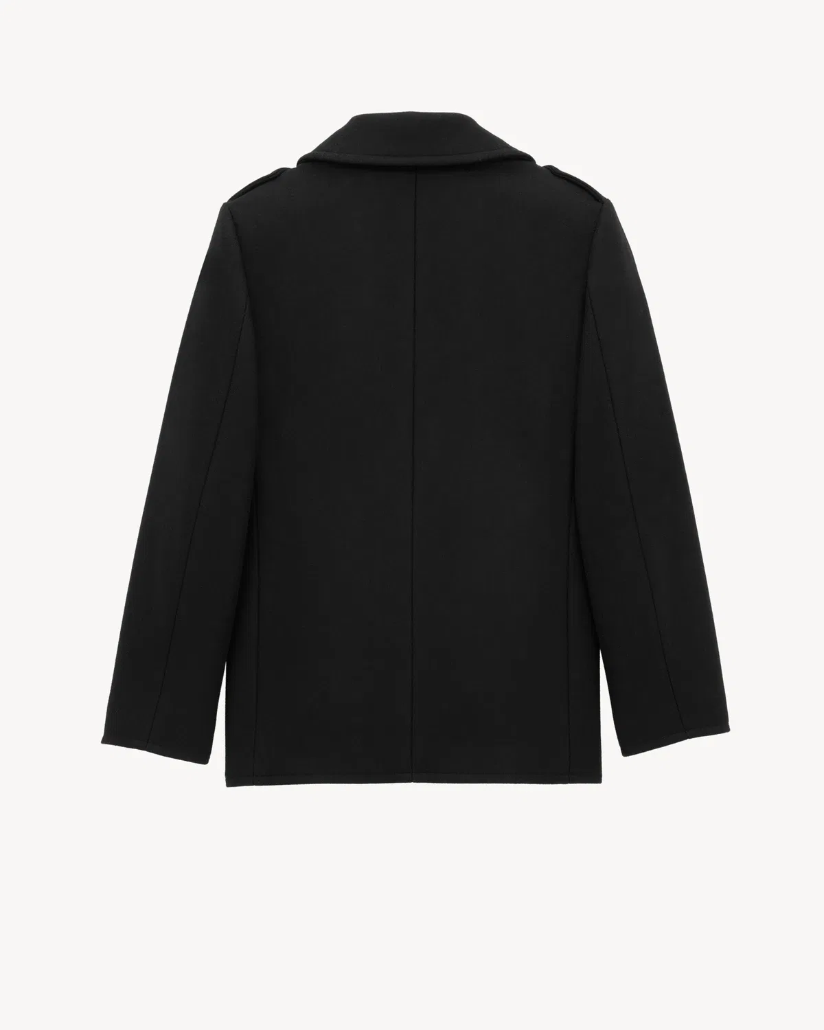 Шерстяное двубортное пальто-пиджак SAINT LAURENT, черный — фото 2