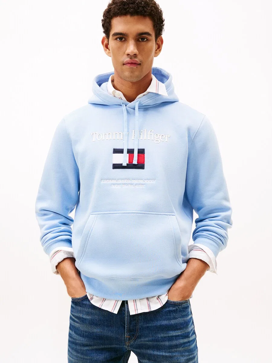 Толстовка TOMMY HILFIGER темно-синего и светло-голубого цвета — фото 3