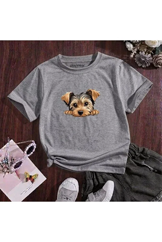 Детская футболка с принтом Brown Dog Printed Playwear, Gray