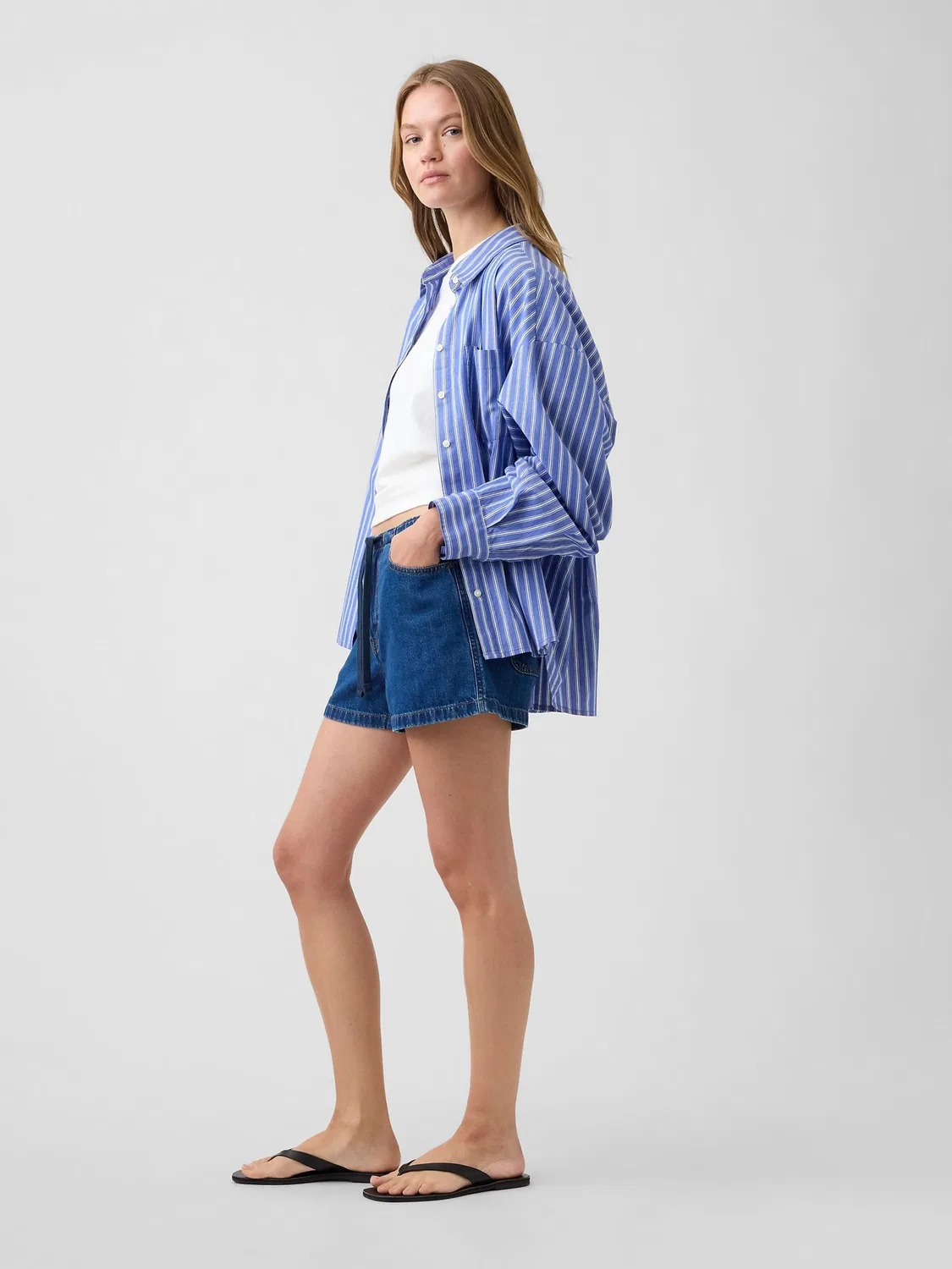 Шорты джинсовые, темная индиго Gap, Dark Wash — фото 4