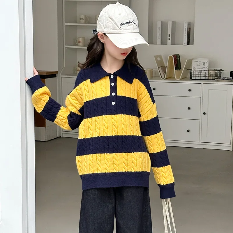 Детский свитер с принтом Lanza, Navy Blue Yellow — фото 3