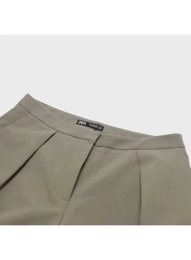 Брюки свободные с заниженной проймой Zara, светло-бежевый — фото 4
