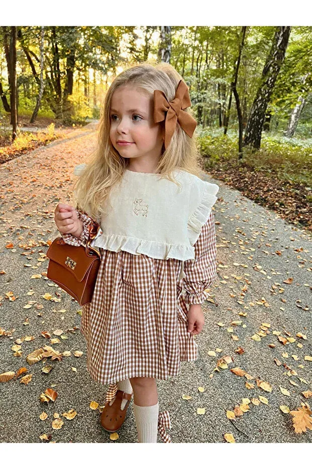 Детское платье для девочек с длинным рукавом Bambi dress Bihayalbiçocuk, Cream